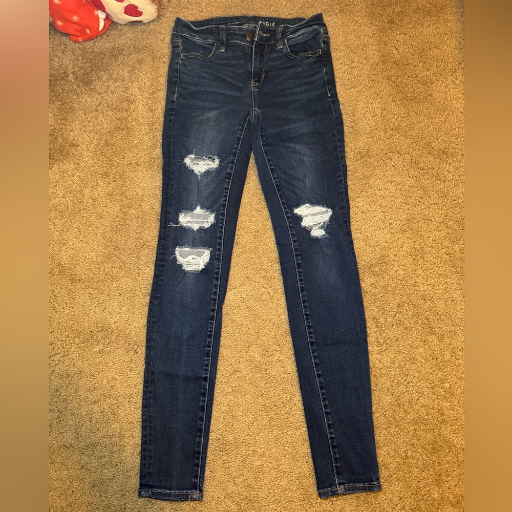 American Eagle Distressed Skinny Jeans - Dark Wash